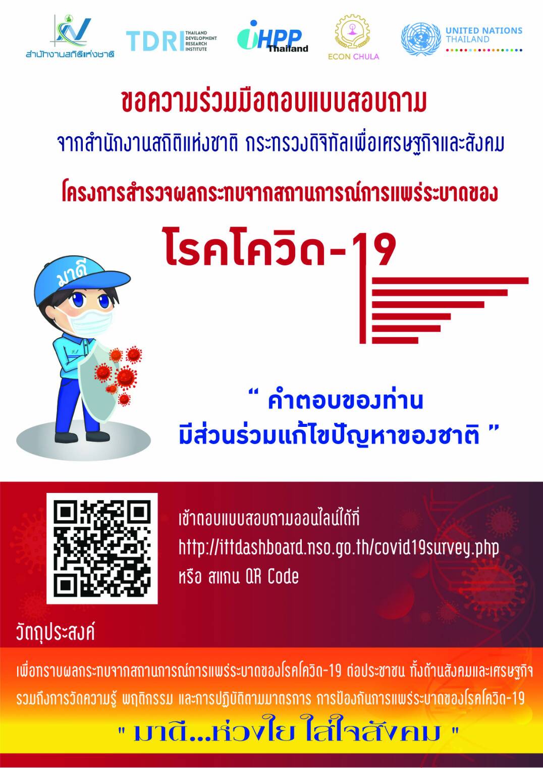 ﻿ประชาสัมพันธ์ขอความร่วมมือตอบแบบสอบถาม โครงการสำรวจผลกระทบจากสถานการณ์การแพร่ระบาดของโรคโควิด-19